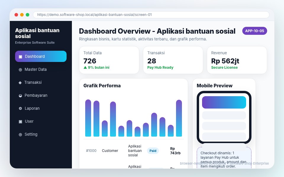 Screenshot Aplikasi bantuan sosial