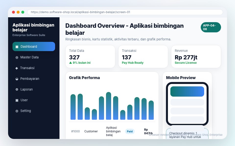 Screenshot Aplikasi bimbingan belajar