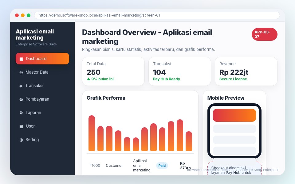 Screenshot Aplikasi email marketing