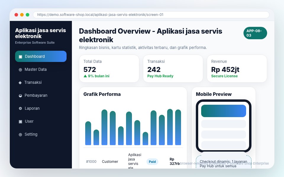 Screenshot Aplikasi jasa servis elektronik