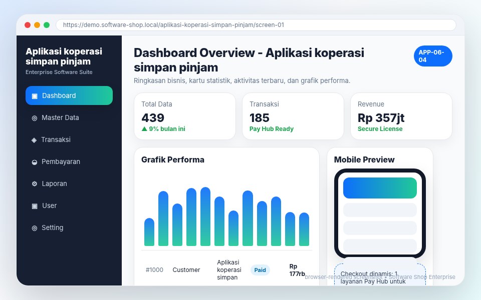 Screenshot Aplikasi koperasi simpan pinjam