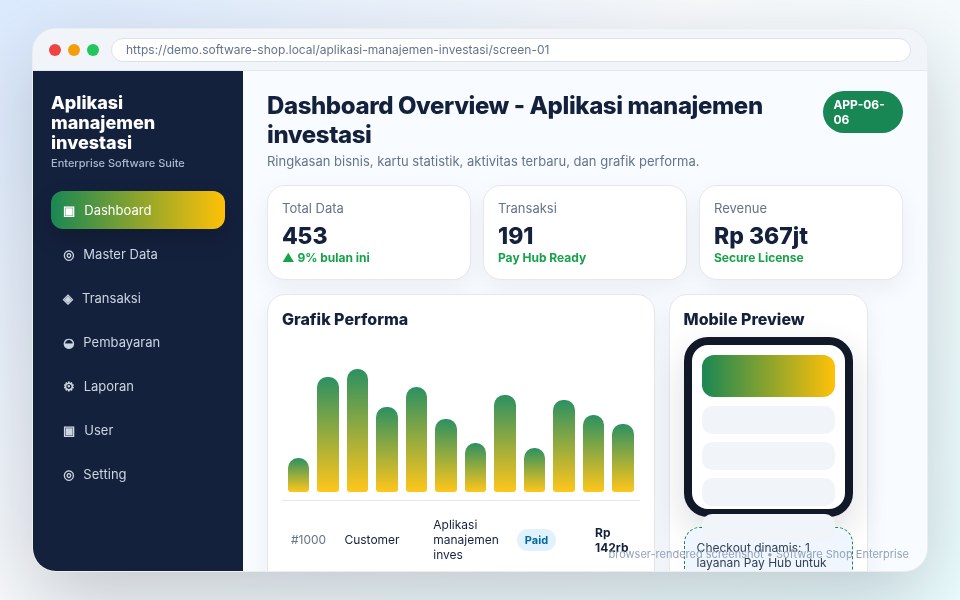 Screenshot Aplikasi manajemen investasi