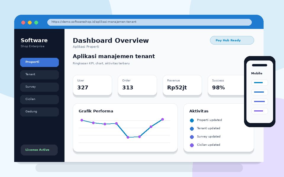 Screenshot Aplikasi manajemen tenant