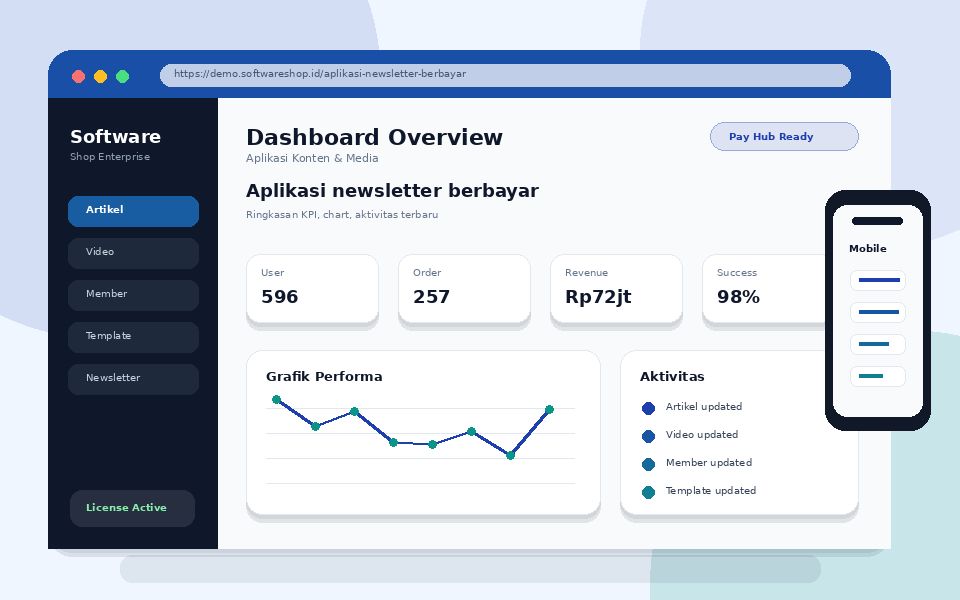 Screenshot Aplikasi newsletter berbayar