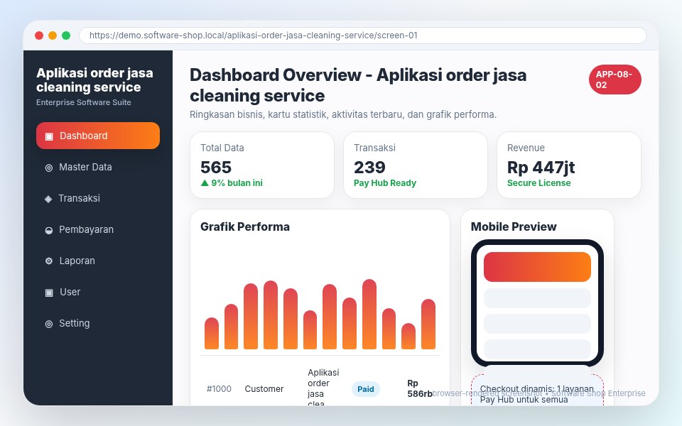 Screenshot Aplikasi order jasa cleaning service