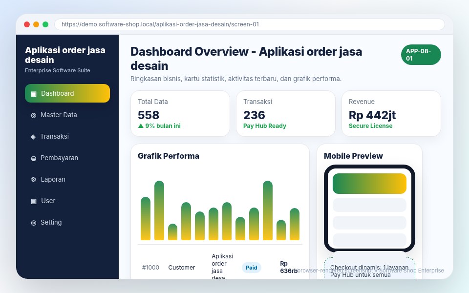 Screenshot Aplikasi order jasa desain