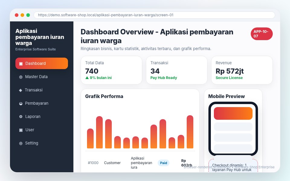 Screenshot Aplikasi pembayaran iuran warga