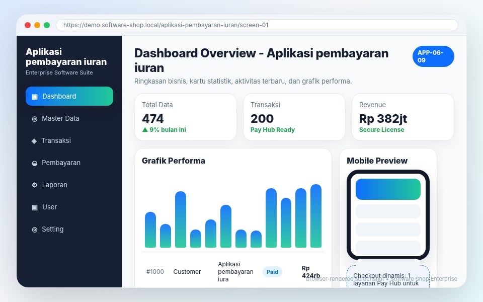 Screenshot Aplikasi pembayaran iuran