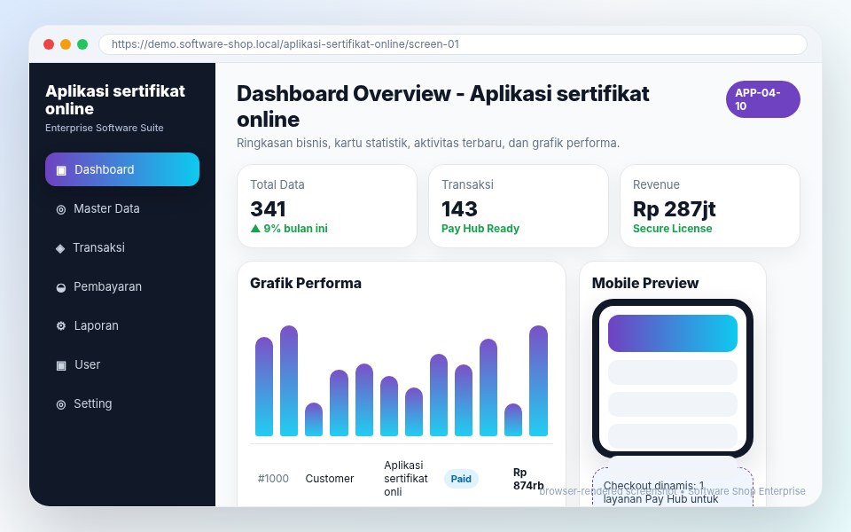 Screenshot Aplikasi sertifikat online