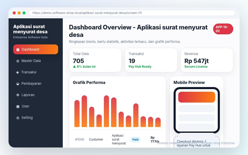 Screenshot Aplikasi surat menyurat desa