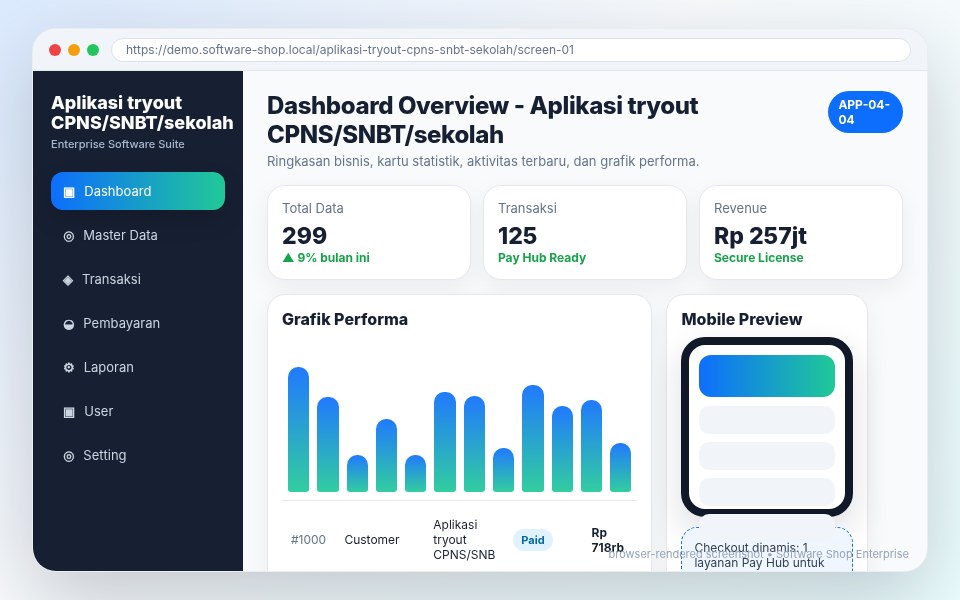 Screenshot Aplikasi tryout CPNS/SNBT/sekolah