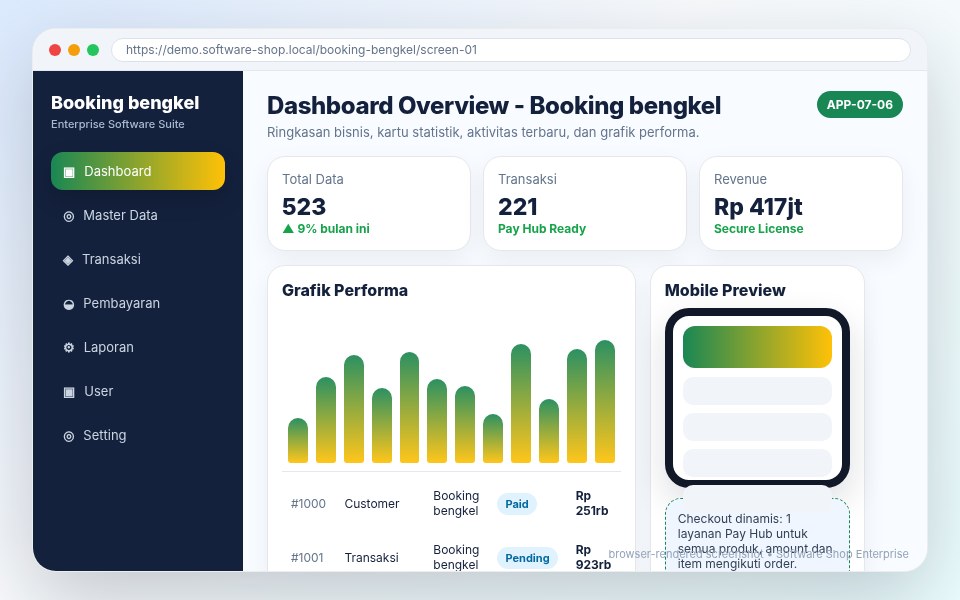 Screenshot Booking bengkel