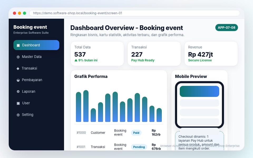 Screenshot Booking event