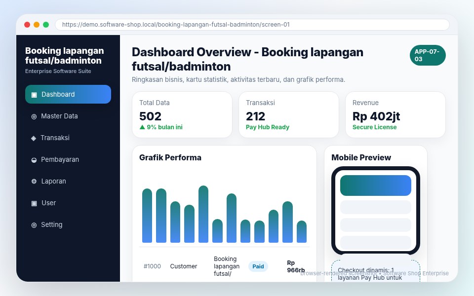 Screenshot Booking lapangan futsal/badminton