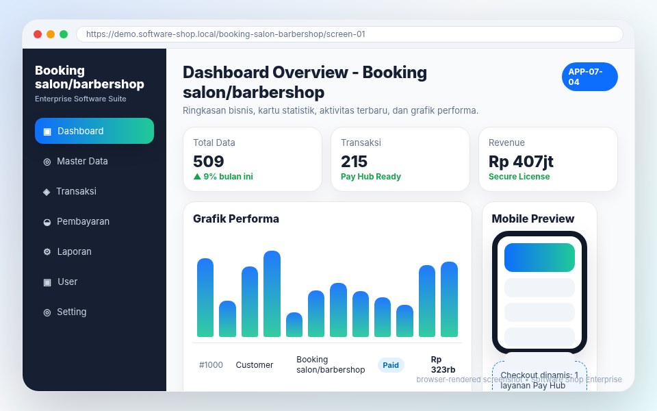 Screenshot Booking salon/barbershop