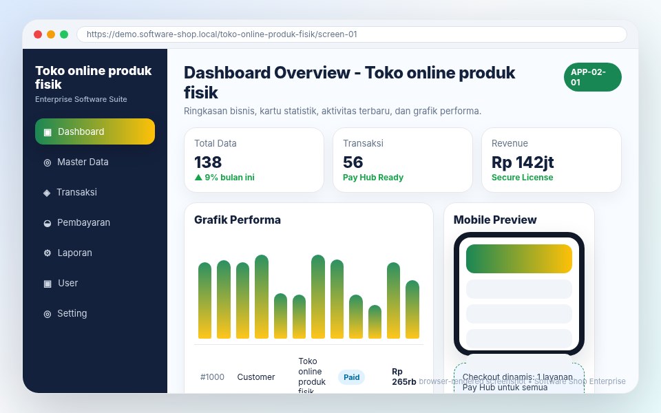 Screenshot Toko online produk fisik