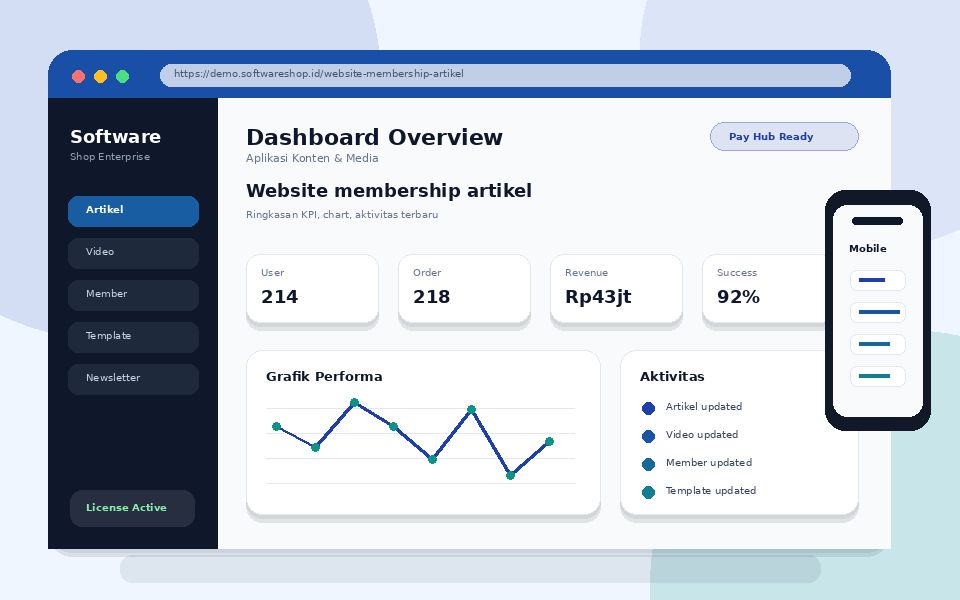 Screenshot Website membership artikel